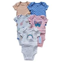 Kit Body Carters Manga Curta 5 Peças Bebe Menina Cartes Original Bori Bodi Baby Girl Cartes 5 Pack