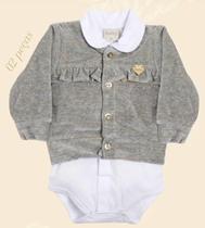 Kit Body + Casaco Plush Bebe Menina Luxo Inverno Katita 2366 Kit Body + Casaco Plush Bebe Menina Luxo Inverno Katita 2366