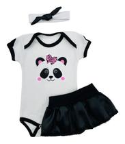 Kit Body Com Saia E Laçinho Pandinha - 3 Peças
