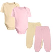 Kit Body Curto e Mijão Liso Bebê 4 Pçs Enxoval Recém Nascido Kit Body Curto e Mijão Liso Bebê 4 Pçs Enxoval Recém Nascido