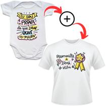 Kit Body de Bebê com Frase: Eu Sou a Prova de que Deus Ouve as Orações + Camiseta Infantil Promovido