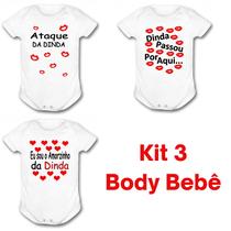 Kit body de bebê frases de madrinha roupa baby dinda - VIDAPE