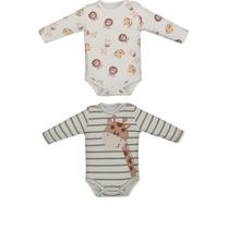 Kit Body Duas Peças Bebê Menino Marfim Heitor Savana