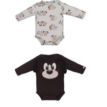 Kit Body Duas Peças Bebê Menino Suedine Inverno Marfim Hugo