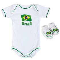 Kit body e pantufa torcida baby seleção brasil bebê oficial