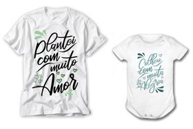 Kit Body infantil com camiseta adulto dia das mães