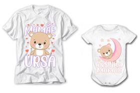 Kit Body infantil com camiseta adulto dia das mães