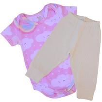Kit Body Infantil Manga Curta Nuvem Amarelo RN a G - Algodão Premium Kit Body Infantil Manga Curta Nuvem Amarelo RN a G - Algodão Premium
