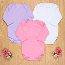 Kit body longo 3 peças de bebê menina básico Kit body longo 3 peças de bebê menina básico