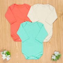 Kit body longo 3 peças de bebê neutro verde básico