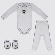 Kit Body Longo Calça e Pantufa Infantil Botafogo