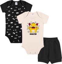 Kit Body Manga Curta 3 Peças Monster Suedine - Kappes Kit Body Manga Curta 3 Peças Monster Suedine - Kappes