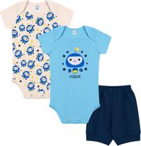Kit Body Manga Curta 3 Peças Robozinhos Suedine - Kappes Kit Body Manga Curta 3 Peças Robozinhos Suedine - Kappes