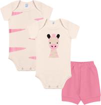Kit Body Manga Curta 3 Peças Zebrinha Suedine - Kappes Kit Body Manga Curta 3 Peças Zebrinha Suedine - Kappes
