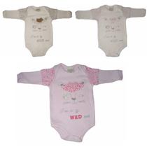 Kit Body Manga Longa Bordado Menina Korte Rekorte 3 uni Kit Body Manga Longa Bordado Menina Korte Rekorte 3 uni