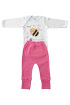 Kit Body Manga Longa e Culote Bebê Menina Abelha