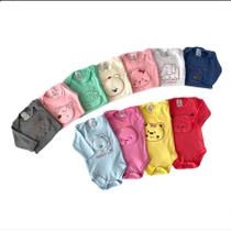 Kit Body Manga Longa Liso c/ Estampa Bordada 2 Peças Bebê Kit Body Manga Longa Liso c/ Estampa Bordada 2 Peças Bebê