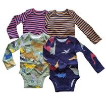 Kit Body Manga Longa Menino Carters Original 4 Peças