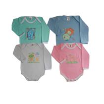 Kit Body Manga Longa Suedine Roupa De Bebê Estampado
