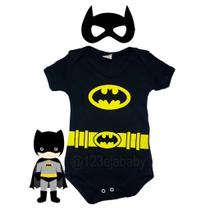Kit Body + Mascara Batman Temático Bebê Fantasia Mesversário