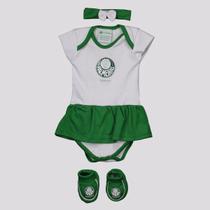 Kit Body Palmeiras Torcida Feminino Branco e Verde Kit Body Palmeiras Torcida Feminino Branco e Verde