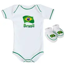 Kit Body + Pantufa para Bebê do Brasil Torcida Baby - 033