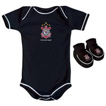 Kit Body + Pantufa para Bebê do Corinthians 033a
