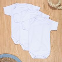 Kit Body para Bebê Branco Manga Curta 3 Pçs Básico Colors