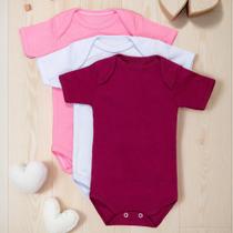 Kit Body para Bebê Menina Manga Curta 3 Pçs Básico Colors
