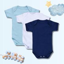 Kit Body para Bebê Menino 3 Peças Básico Oceano Azul