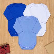 Kit Body para Bebê Menino Manga Longa 3 Pçs Básico Colors