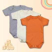 Kit Body para Bebê Unissex 3 Peças Básico Cores Neutras Kit Body para Bebê Unissex 3 Peças Básico Cores Neutras