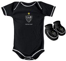 Kit Body Preto + Pantufa Bebê Atletico Mineiro Torcida Baby