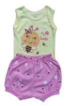 Kit Body Regata e Short Balonê Bebê Menina Abelha Kit Body Regata e Short Balonê Bebê Menina Abelha