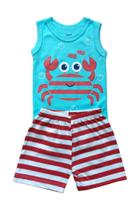 Kit Body Regata e Short Bebê Menino Caranguejo