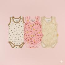 Kit Body Regata para Bebê 3 Peças Estampado para o Verão Cor:meninaTamanho:6-9m