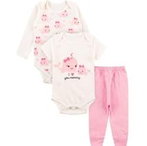 Kit Body roupa de bebe 3 peças Body Manga Longa e curta e calça Algodão baleia Menina Kit Body roupa de bebe 3 peças Body Manga Longa e curta e calça Algodão baleia Menina