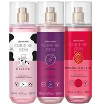 Kit Body Splash Colônia Cuide-se Bem Amoruda Deleite Morango & Leite