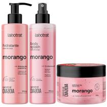 Kit Body Splash + Esfoliante + Hidratante Corpo E Rosto Labotrat Cheiro De Fruta Morango 300g
