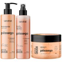 Kit Body Splash + Esfoliante + Hidratante Corpo E Rosto Labotrat Cheiro De Fruta Pêssego 300g Kit Body Splash + Esfoliante + Hidratante Corpo E Rosto Labotrat Cheiro De Fruta Pêssego 300g