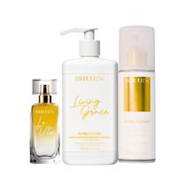 Kit Body Splash Hidratante Corporal Perfume Capilar Living Grace Barbours Beauty Kit Body Splash Hidratante Corporal Perfume Capilar Living Grace Barbours Beauty