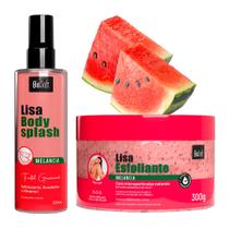 Kit Body Splash Mist e Creme Esfoliante Melancia Facial e Corporal Bio Soft