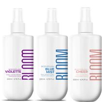 Kit Body Splash Violette + Blue Mist + Cheer Desodorante Colônia Bloom Bronzeado 200ml