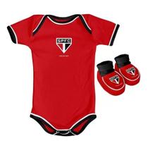 Kit Body Vermelho + Pantufa Para Bebê São Paulo Torcida Baby Unisex