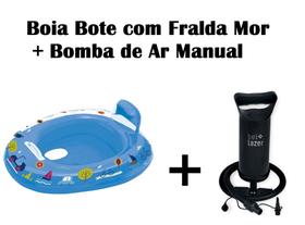 Kit Boia Bote Com Fralda Infantil Azul+ Bomba De Ar