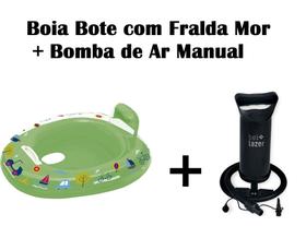 Kit Boia Bote Com Fralda Para Bebês Verde + Bomba De Ar Manu