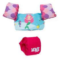 Kit Boia Colete Salva Vidas Sereia + Boia Auxiliar Rosa - Momis Petit
