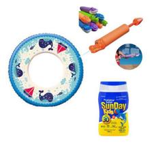 Kit Boia Infantil + Lança Água + Protetor Solar Kids Fps 30