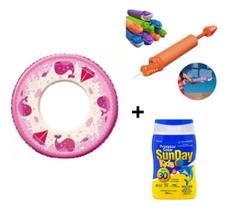 Kit Boia Infantil + Lança Água + Protetor Solar Kids Fps 30