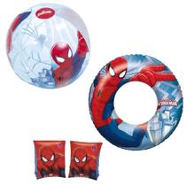 Kit Boia Inflavel + Bola Inflavel + Boia de Braco do Homem Aranha Mor